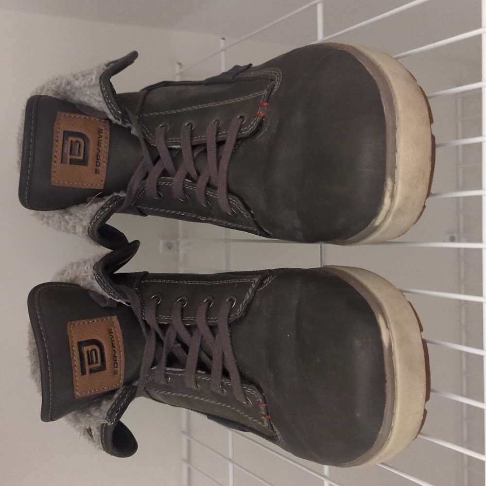 Grey Leather Fur Lined Day Five Mervin Shoes Size 13